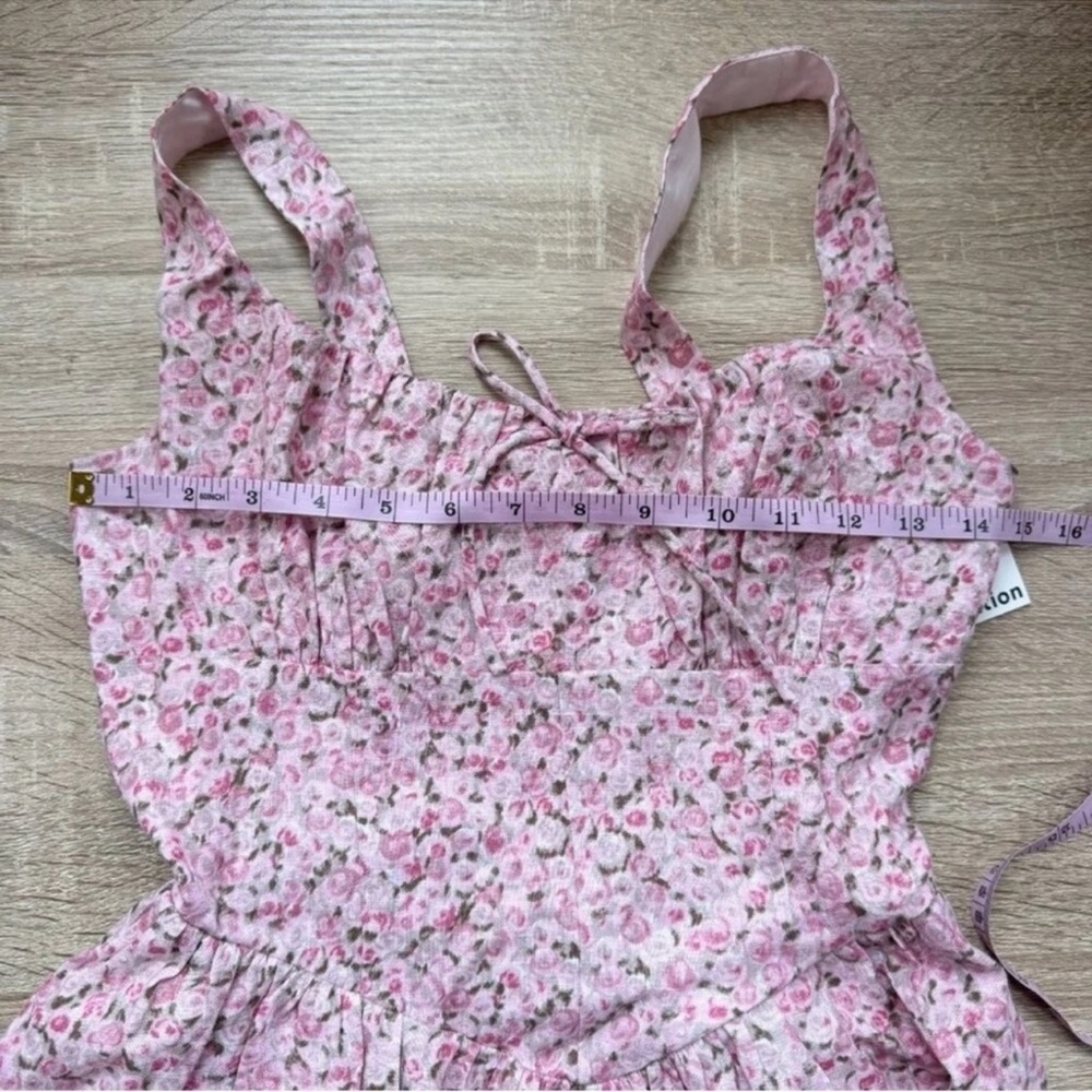 NWT Reformation Daria Mini Linen Dress Pink Floral Rosin 4 - Picture 8 of 14